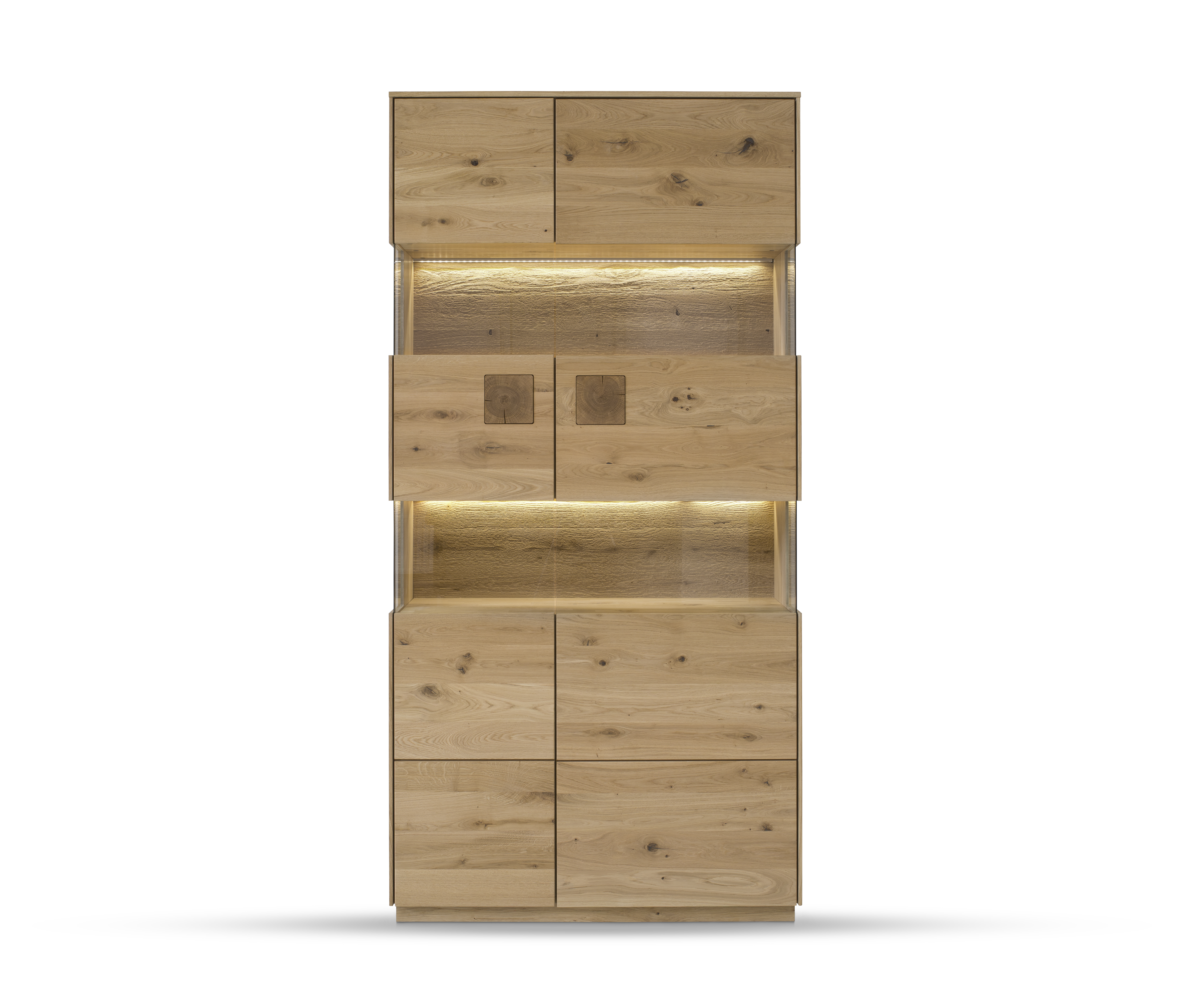 TPT Möbel Doppel-Glasvitrine Davos Wildeiche natur 103 x 43,5 cm