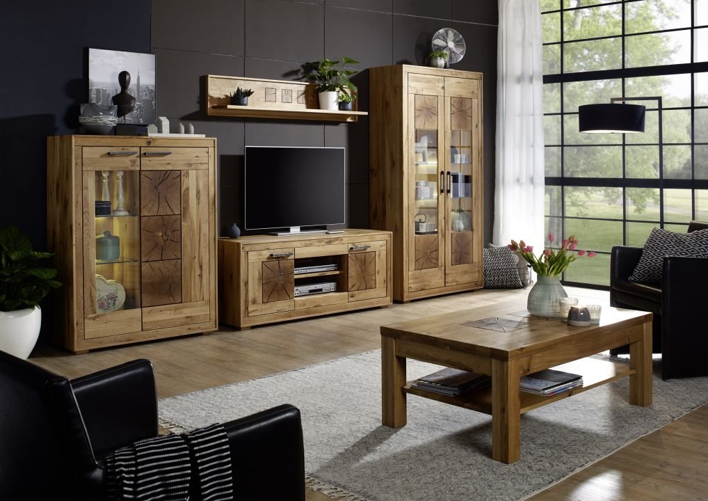 Vitrine Woodlane Wildeiche natur geölt 106 x 201 cm