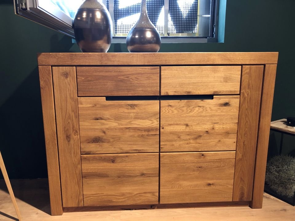 Sideboard schmal Horaz eckige Lisene Wildeiche geölt 128 x 94 cm