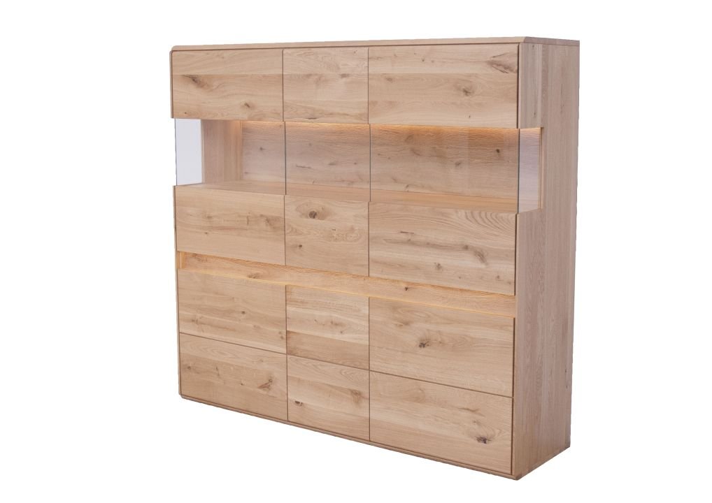 G+K Highboard III Emma WZ-0303 Wildeiche geölt 163 x 151 cm