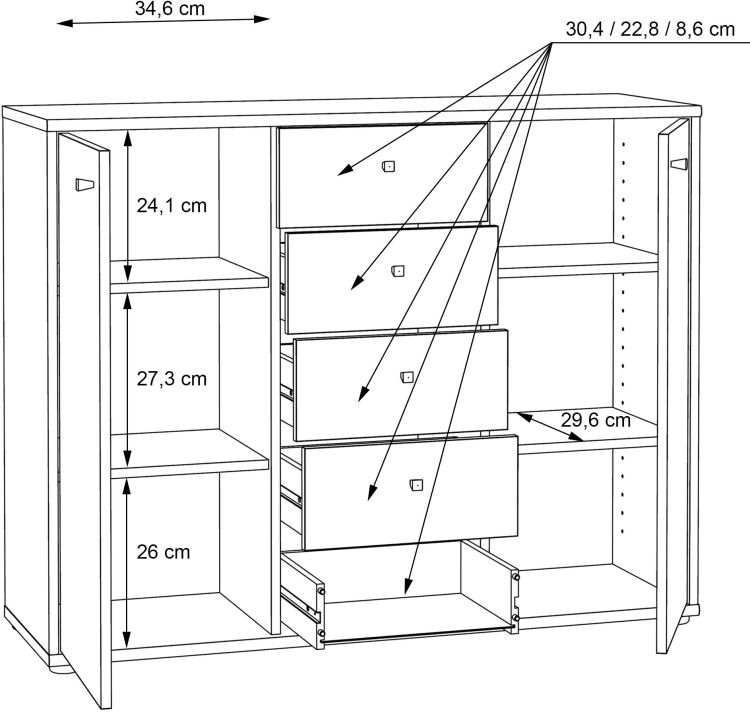 Forte Kommode Tempra 2 weiß 108,8 x 85,5 cm