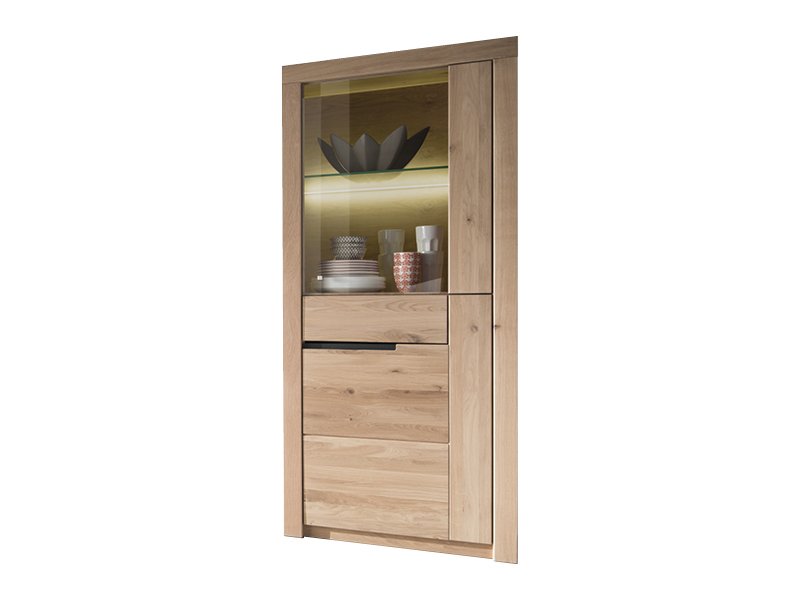 Vitrine Horaz Anschlag rechts eckige Lisene Kernbuche geölt 71 x 170 cm