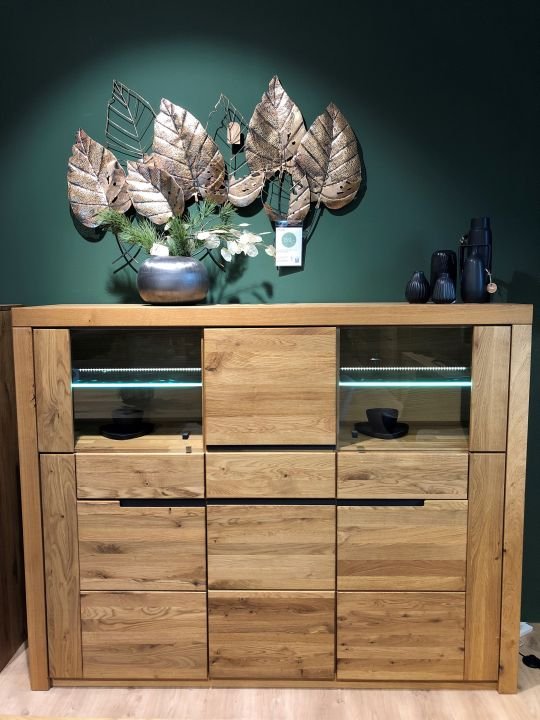 Garthaus Highboard Horaz eckige Lisene Wildeiche geölt 173 x 137 cm
