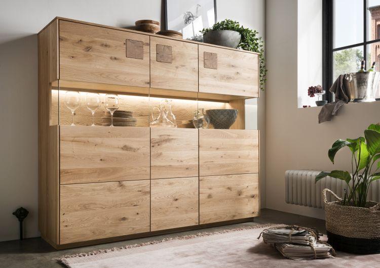 TPT Möbel Highboard Davos Wildeiche natur 164,5 x 43,5 cm