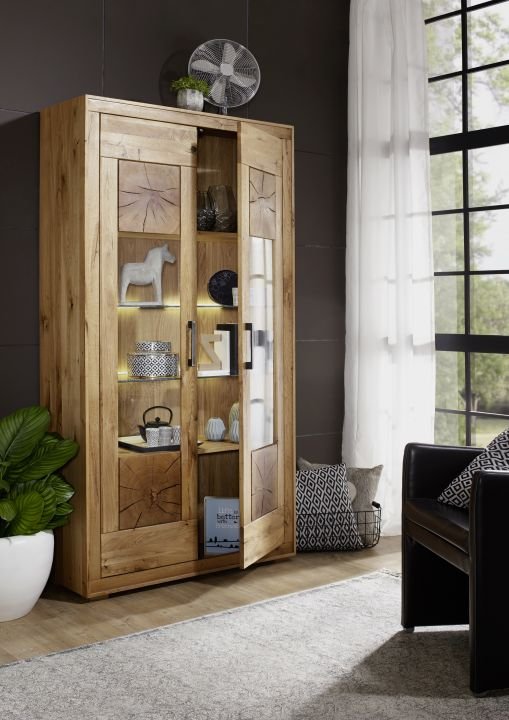 Vitrine Woodlane Wildeiche natur geölt 106 x 201 cm