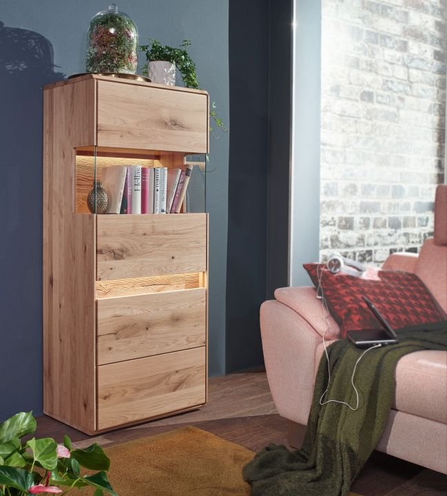 G+K Highboard I-R Emma WZ-0303 Wildeiche geölt 63 x 151 cm