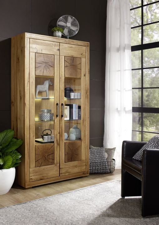 Vitrine Woodlane Wildeiche natur geölt 106 x 201 cm