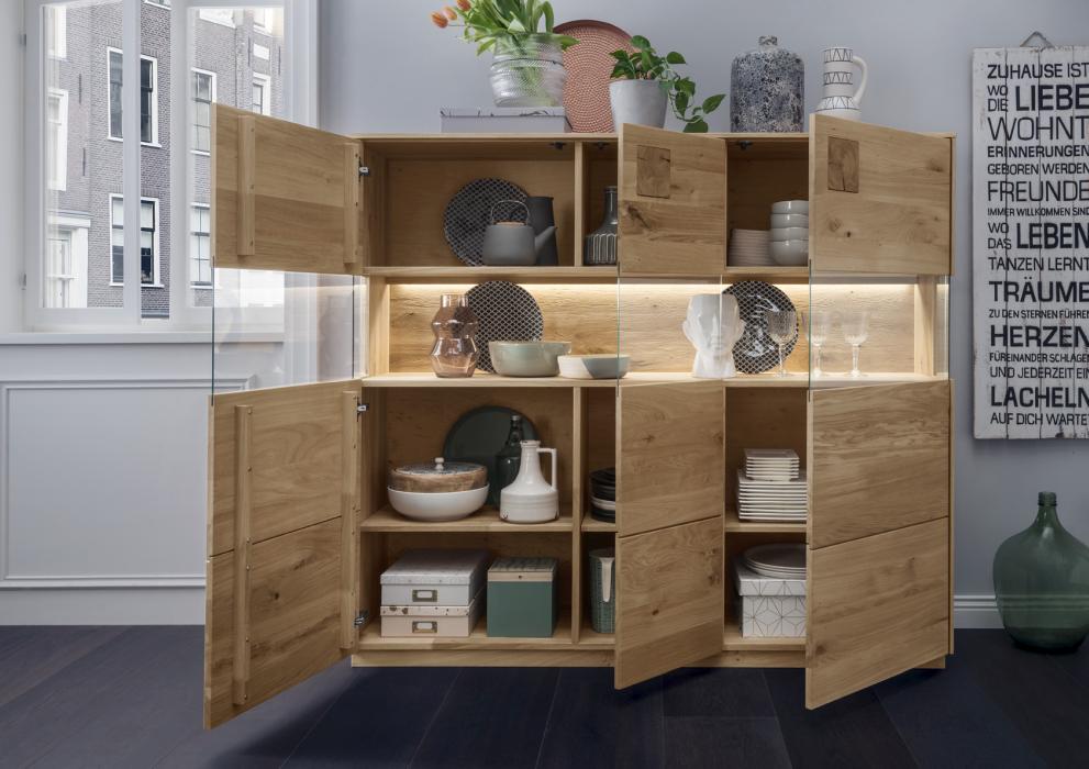 TPT Möbel Highboard Davos Wildeiche natur 164,5 x 43,5 cm