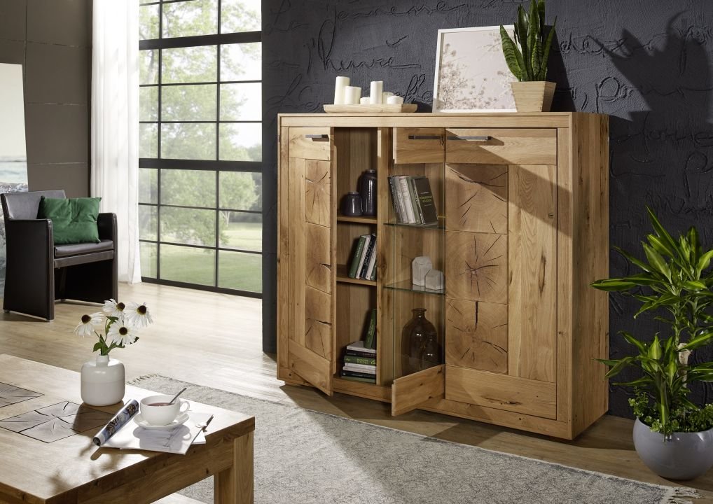 Highboard Woodlane Wildeiche natur geölt 150 x 135 cm
