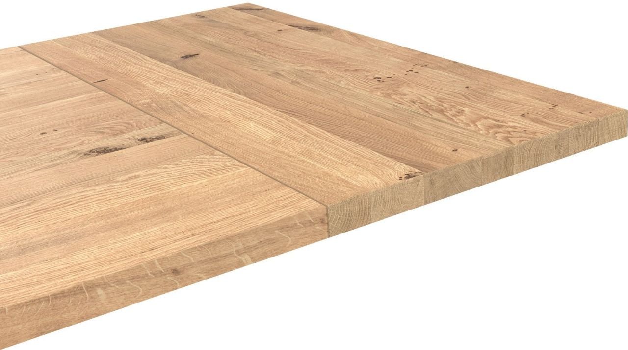 Esstisch inkl. Ansteckplatte Woodstock/Denver Wildeiche Bianco 200 x 100