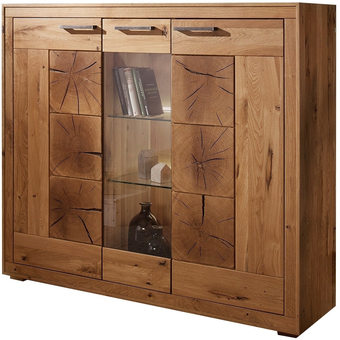 Highboard Woodlane Wildeiche natur geölt 150 x 135 cm