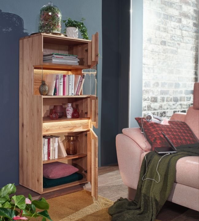 G+K Highboard I-R Emma WZ-0303 Wildeiche geölt 63 x 151 cm