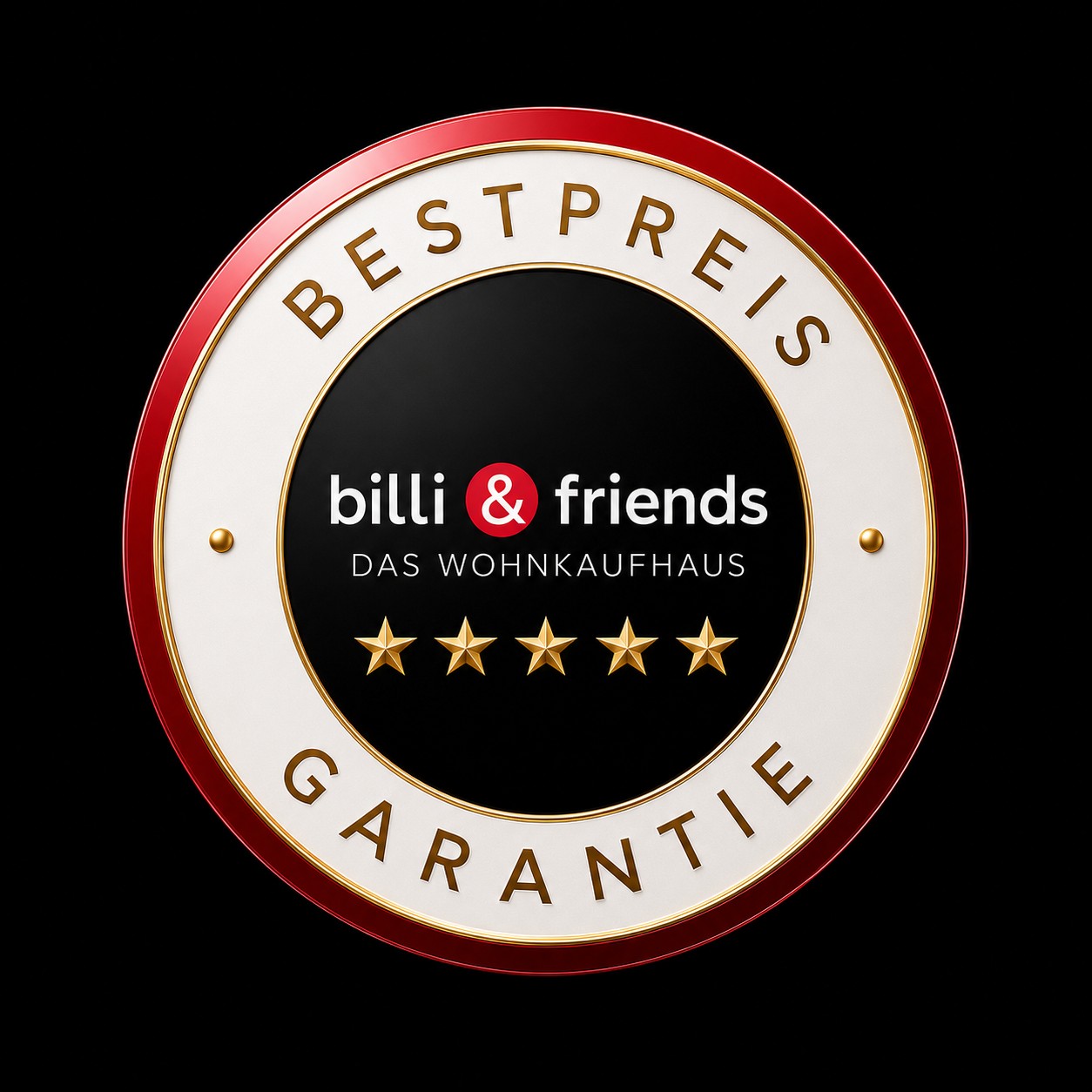 billi & friends Bestpreis-Garantie Siegel mit fünf Sternen